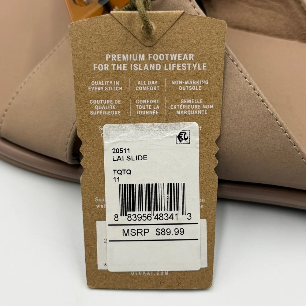 OluKai La'i Slide Sandals Taupe Tortoise Buckle 20511-TQTQ Women's 11 **NEW** - Picture 6 of 6